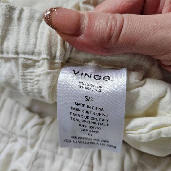 Vince Linen Silk Blend Shorts Size Small in Cream - Picture 3 of 6